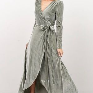 Jada Ribbed Velvet Wrap Dress